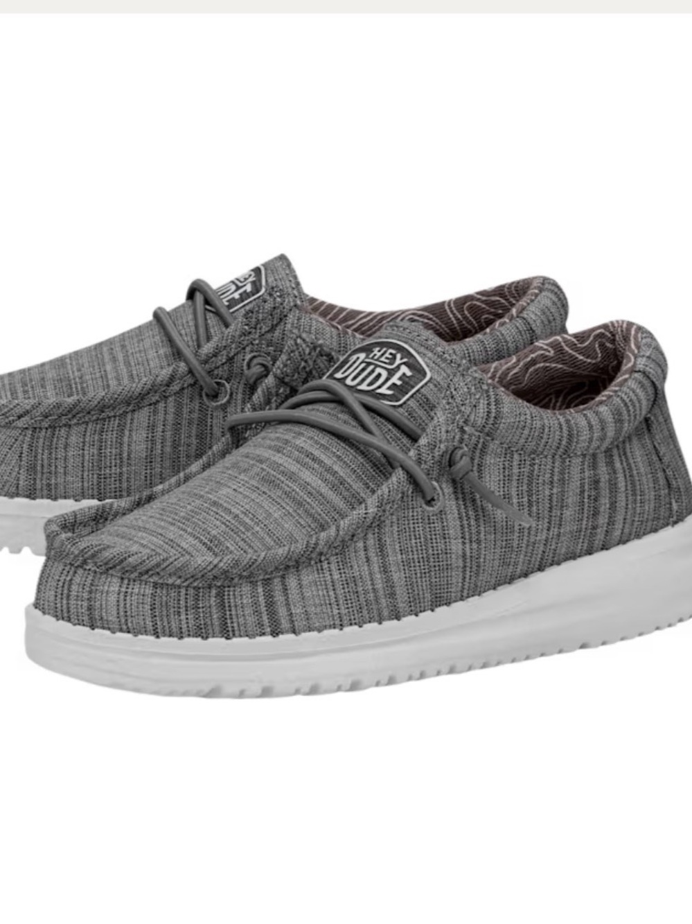 Hey Dude Kids Grey Knit Slip-On Loafers with White Sole